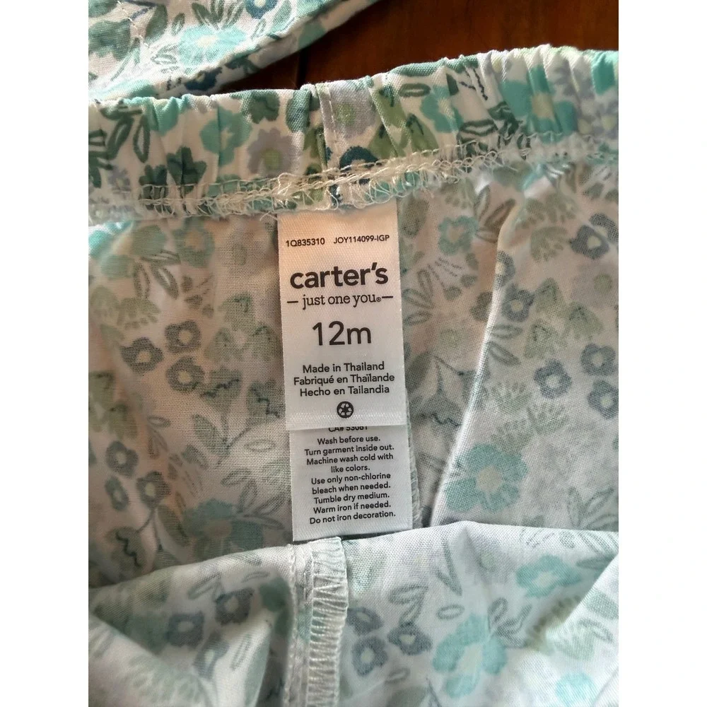 Carters Just One You 12M NEW Floral Babydoll Top and Bloomers Set Teal Green
